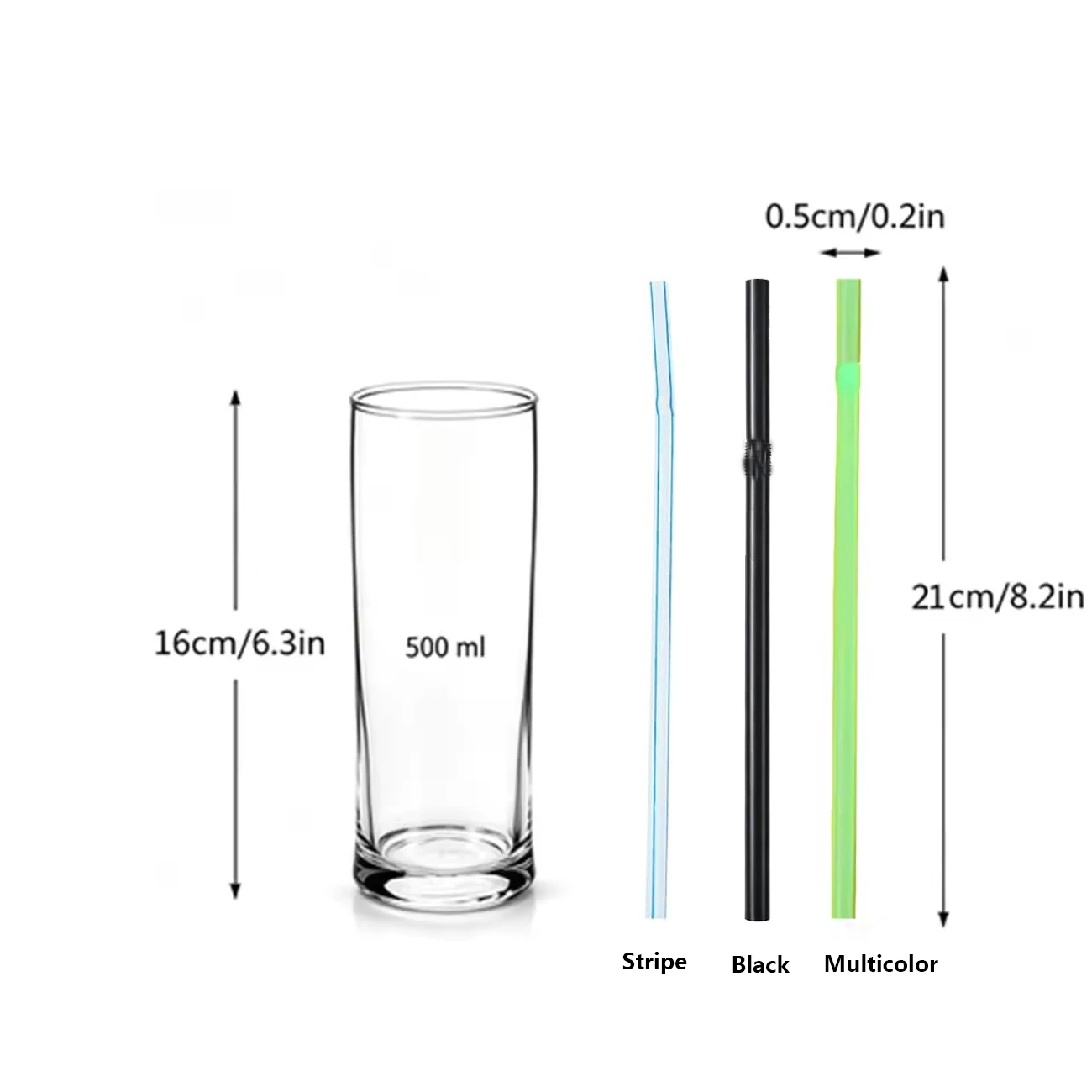 Eco-Friendly Reusable Black Drinking Straws - Multicolor Set