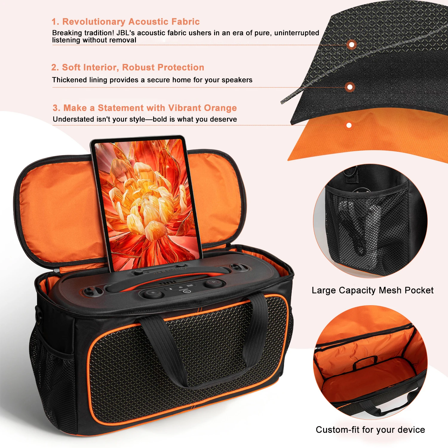 Custodia Per JBL PartyBox On-The-Go - Borsa Tote Protettiva Nera