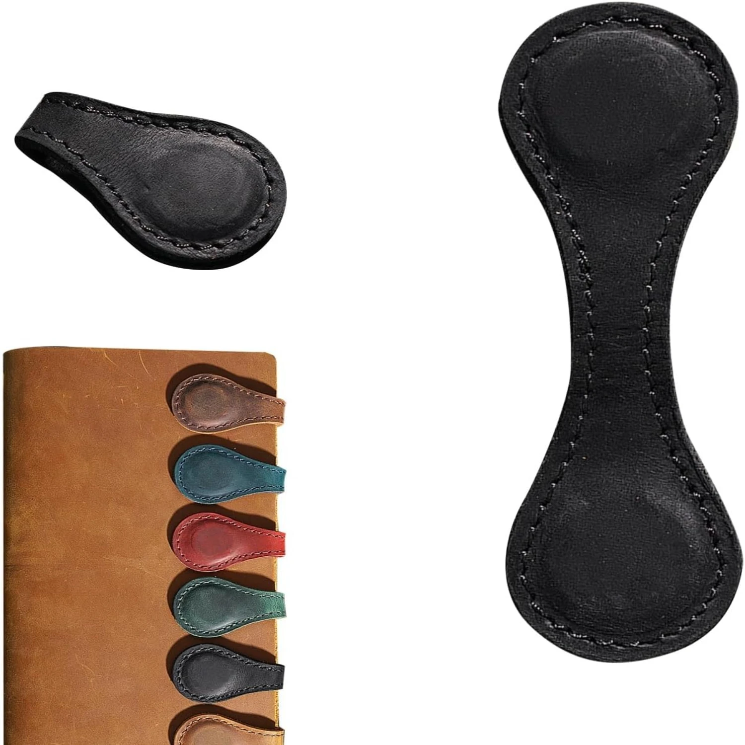 Bookmark, Faux Leather Bookmark Vintage Book Mark Double-Sided Page Markers Leather Page Clip Buckles Reading Gift for Men Wome