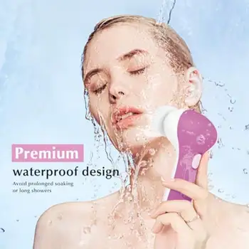 Facial Cleansing Brush Silicone Face Scrubber: 2 In1 FBS-D Electric Exfoliating Device Waterproof Deep Cleaning Exfoliation Rota 1
