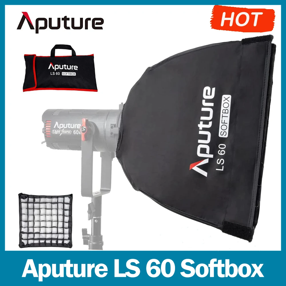 

Софтбокс Aputure LS 60 для Aputure LS 60D 60X, светодиодное освещение для видеосъемки, 2 типа передней диффузии, сетка управления свесветильник на 45 °, сумка для переноски