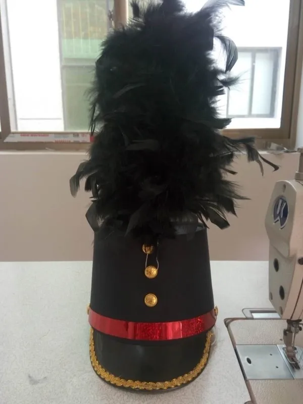 Unisex Army Performance Top Hats With Feather Festival Party Headwear Military Drum Cap Carnival Singer Dancer Accessories