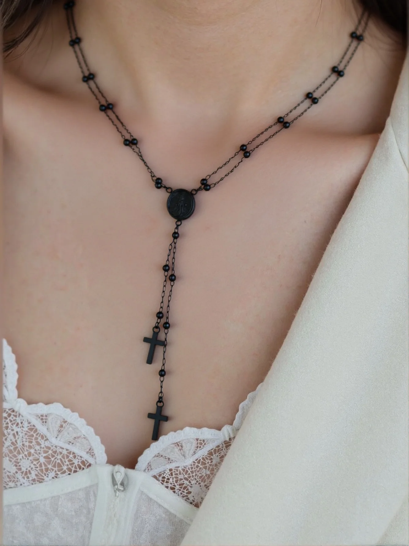 Virgin Pendant Cross Electroplated Copper Necklace for Women