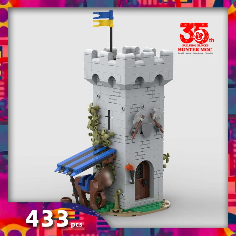 

black eagle watchtower bricks modular castle lookout tower blocks castle tower bricks blocks Modular Medieval birthday moc gift