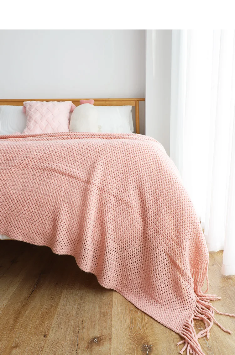 Description Picture 6 of itemAmerican Knitted Throw Blanket, Bedspread, Wool Blanket, Bedspread, Shawl, Bedspread, Lazy Sofa Cover, Bed End Towel, Home Decor