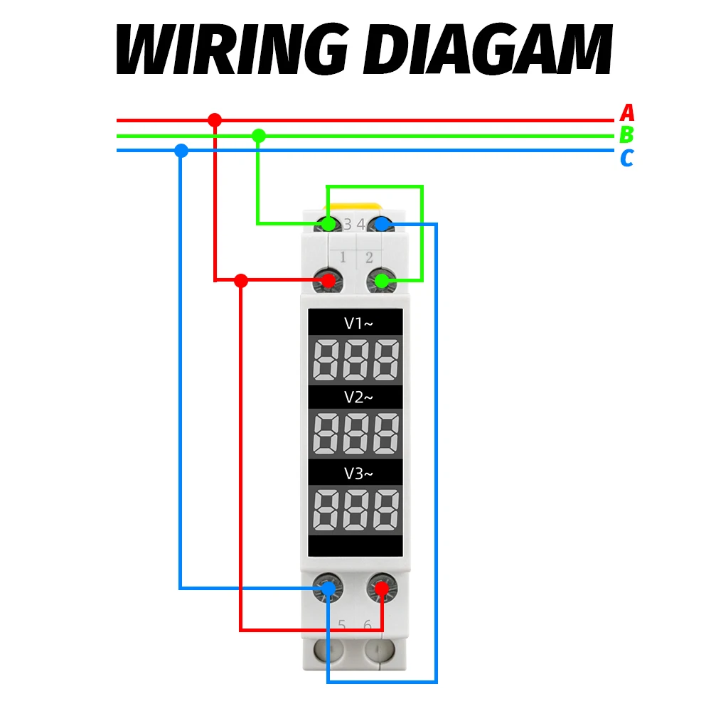 18mm Din Rail AC Voltage Meter 80-500V 220V 380V Single Three Phase Modular Voltmeter Ammeter LED Indicator Digital Volt Tester