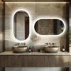 LUVODI Waterproof Illuminate Bathroom Light Vanity Mirror Frameless Touch Screen Backlit Demist Wash Basin Mirror 2