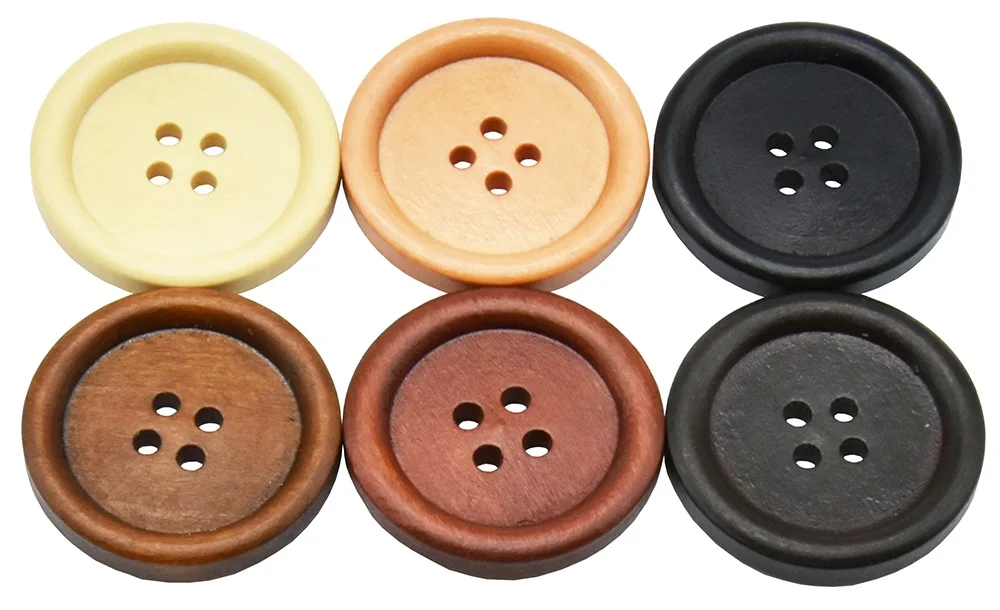 10PCs 30PCs Natürliche Holz Runde Rohrleitungen Holz Knopf 10-30mm Nähen Zubehör Kleidung Diy Dekorative knöpfe Kaffee 4 Löcher – Detail 1