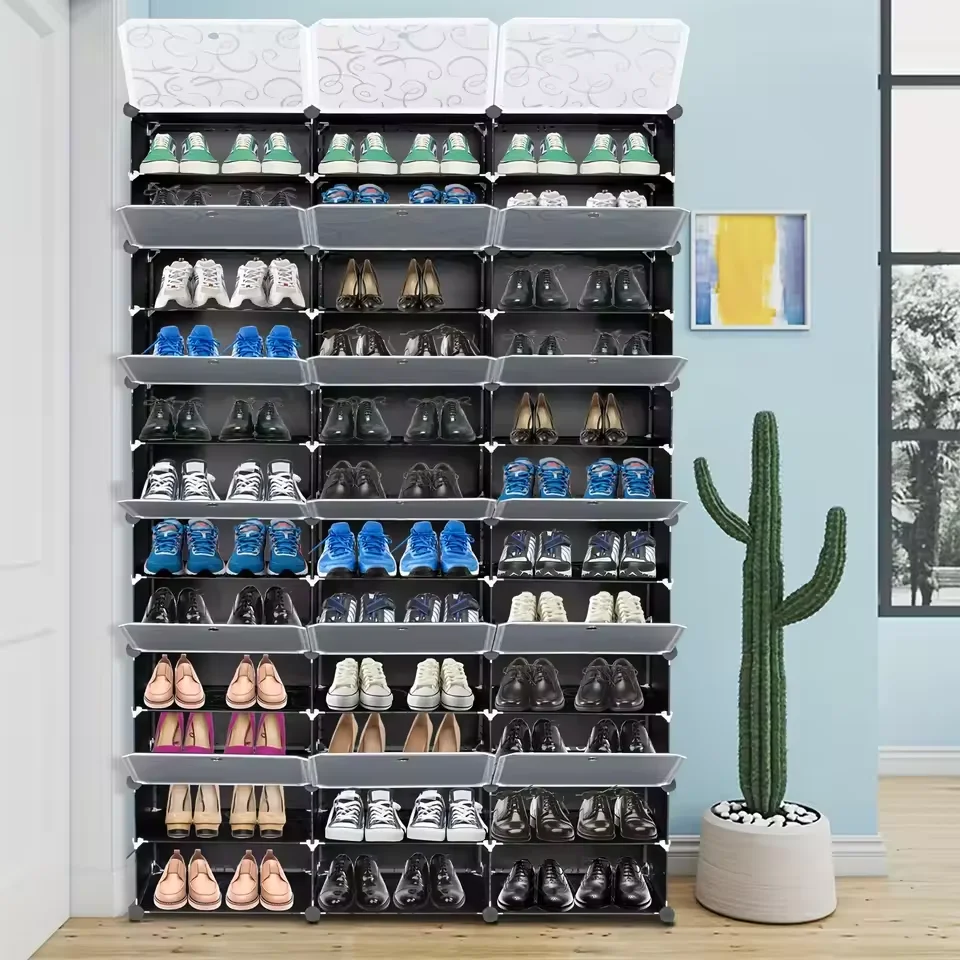 12-Tier Portable 72 Pair Shoe Rack Organizer 36 Grids Tower Shelf Storage Cabinet Stand Expandable for Heels 2