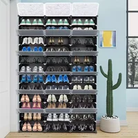 12-Tier Portable 72 Pair Shoe Rack Organizer 36 Grids Tower Shelf Storage Cabinet Stand Expandable for Heels 2