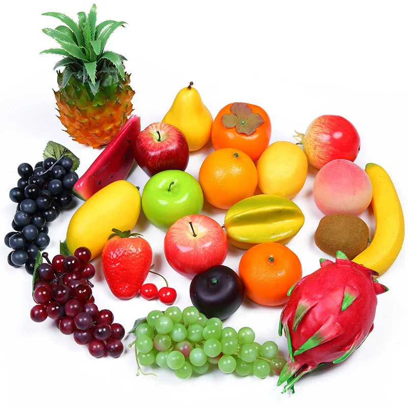 Apple Lemon Peach Strawberry Orange Plastic Artificial Fruit for Home Decor Accessories Photography Props Festive Party Supplies for artificial fruits and vegetables