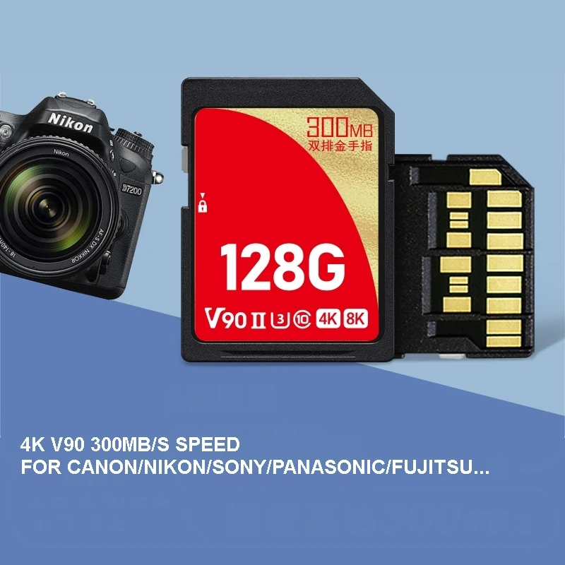 Tarjeta SD V90 U3 C10, 32GB, 64GB, 128GB, 256GB, cámara de memoria, UHS ...