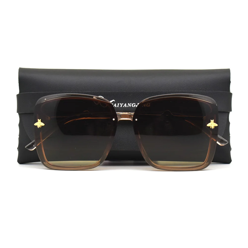 Luxury Square Designer Bee Sunglasses - Fashion Mirror Gradient Retro Eyewear UV400