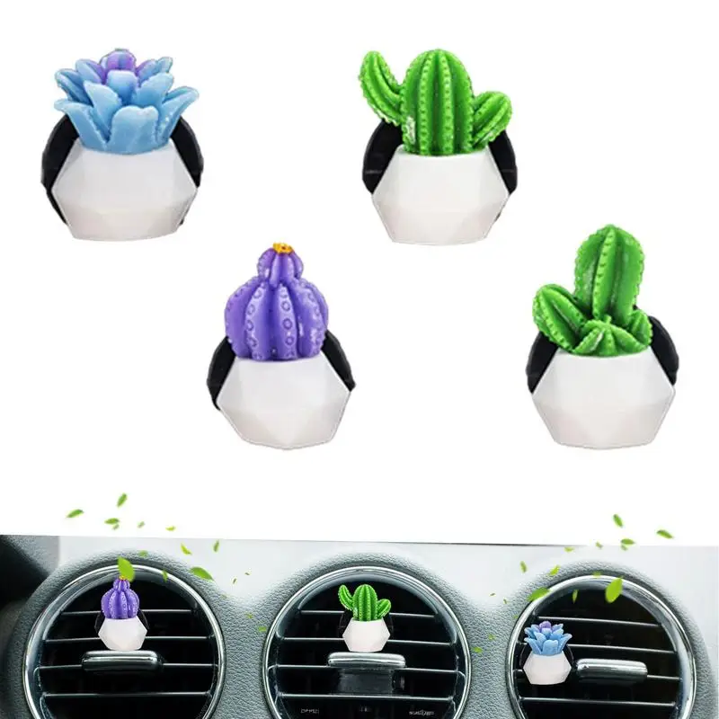 

Car Diffuser Air Freshener Auto Accessories Interior Perfume Diffuser 4 Pcs Auto Vent Clip With Green Plant Shape Air Freshener