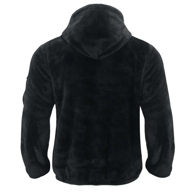 Herren-Doppelseitige Arctic Fleece Loose-Fit Kapuzenjacke mit Reißverschluss – Detail 5