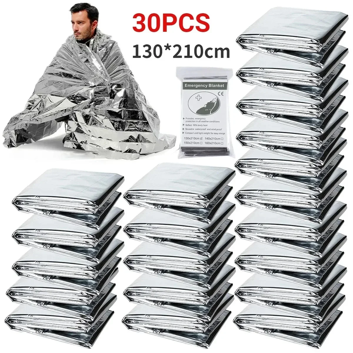1-10PCS Emergency Foil Thermal Blanket Waterproof Windproof for Outdoor Survival Rescue First Aid Camping Kit