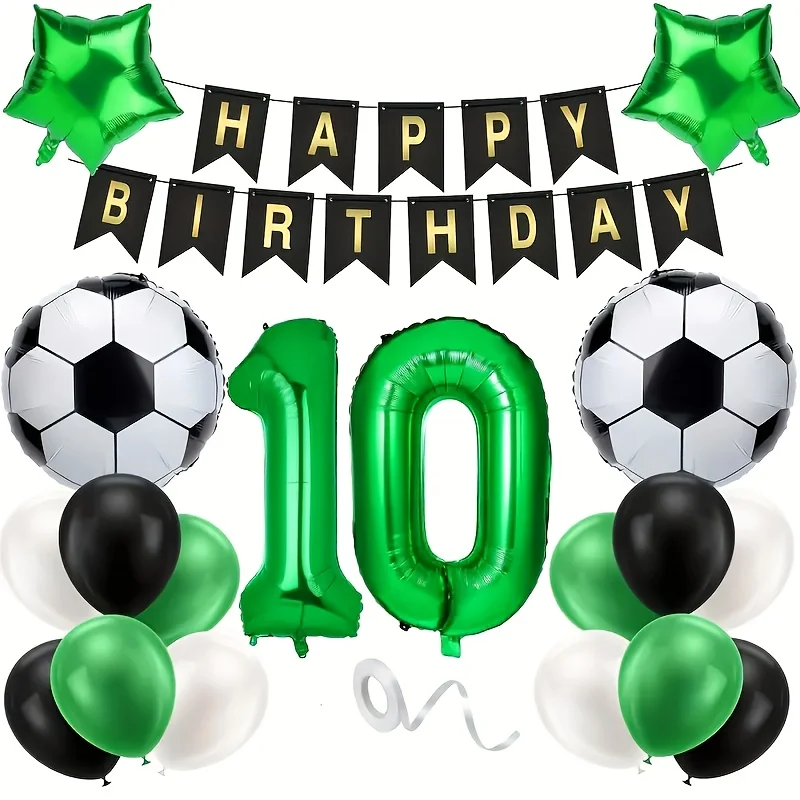 20-teiliges 32-Zoll Grünes Digitales Fußball-Geburtstagsparty-Dekorationsset mit Luftballons und Sternballons Fußball-Themen Sportparty-Zubehör – Detail 8