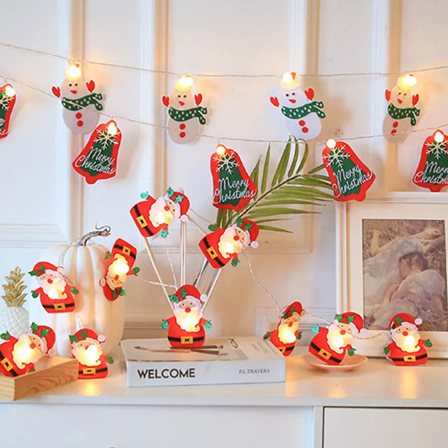 

2M 10 LED Santa Claus Snowflakes Snowman String Lights Christmas Tree Globe Fairy Lights Garland For Xmas Party Wedding Decor