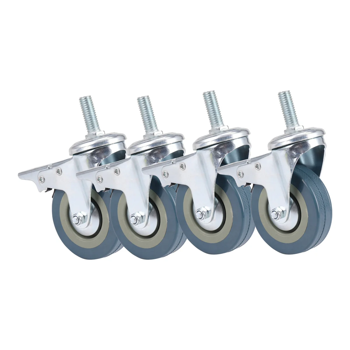 A04I Heavy Duty 75mm Swivel Castor with Brake Trolley Casters wheels for Furniture, Set of 4