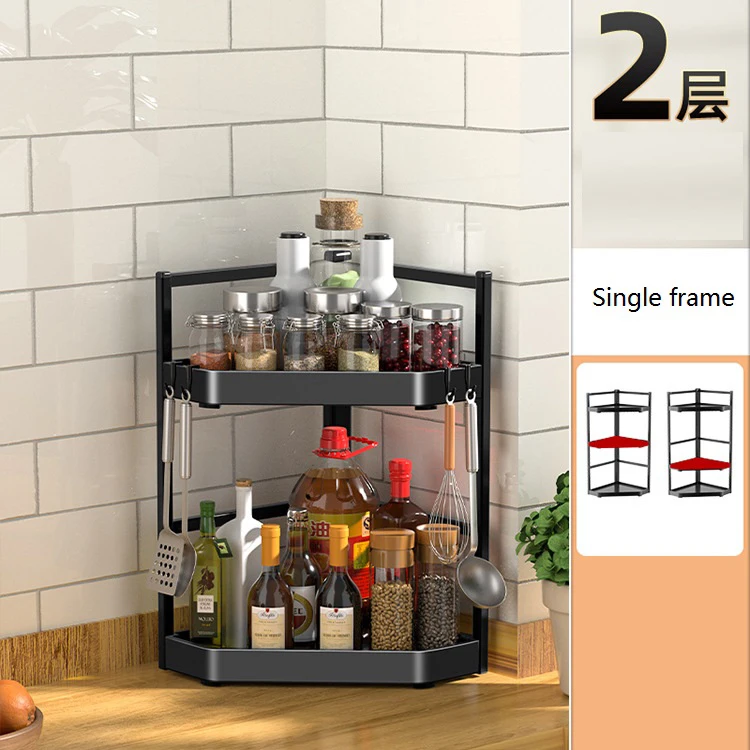 Kitchen Triangle Shelf Organizer Multi-Purpose Corner Spice Shelf Removable  Steel Rack Home Oil Salt Vinegar Storage Racks