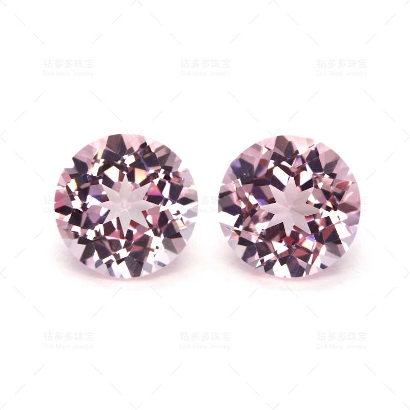 Artificially cultivated round pink sapphire synthetic pink sapphire loose stone ring necklace earrings women's jewelry custom