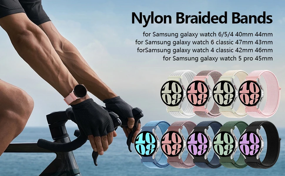 Nylon-Schlaufenbänder für Samsung Galaxy Watch 7 6 FE 4 Classic 5 Pro 44 mm 40 mm 47 mm 45 mm Druckknopfarmband Galaxy Watch 7 Armband – Detail 1