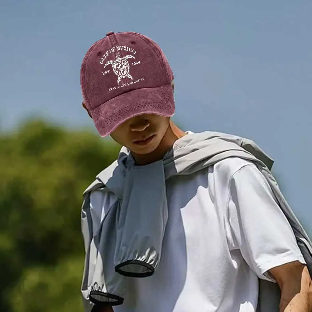 Turtle Baseball Hat Breathable Washed Cotton Trucker Hat Comfortable Unisex Golf Gulf of Mexico for Men Women