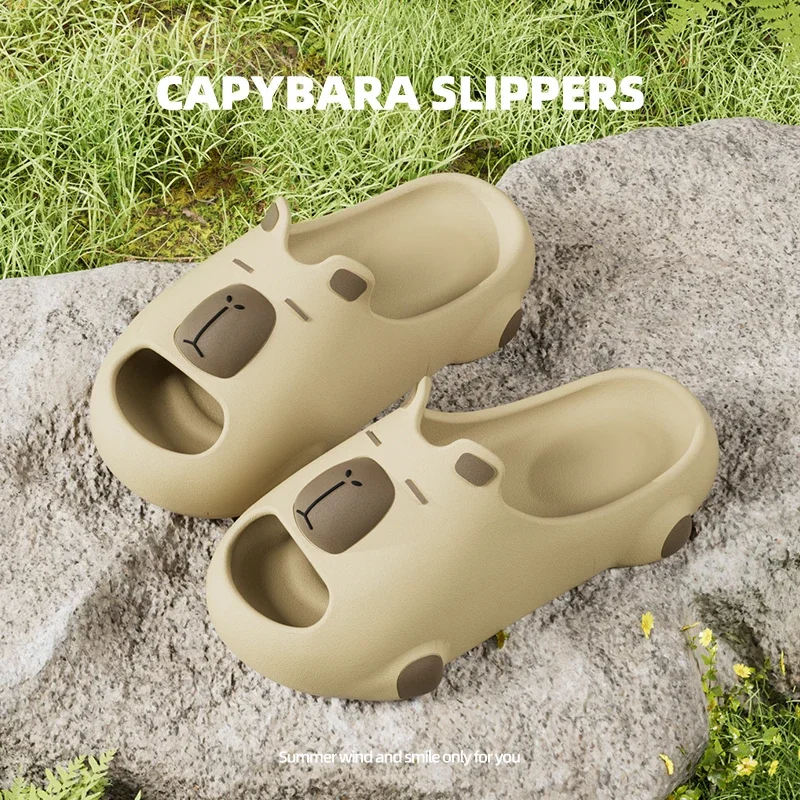 Women Cute Cartoon Capybara Slippers Men Popular Summer EVA Sandals Couple Unisex Non-slip Home Indoor Outdoor House Shoes 4