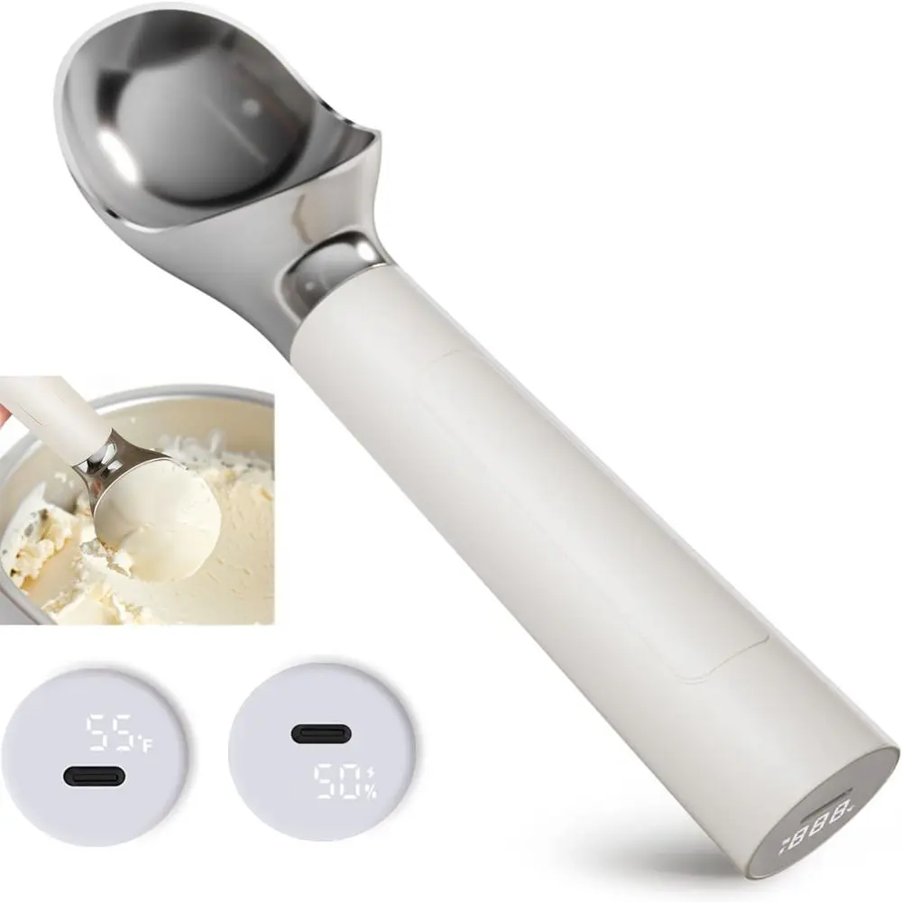 Rechargeable Heated Scoop Rapid Heating Adjust Temperature Electric Preheat Scooper Easy to Clean Waterproof Self Warming Spoon