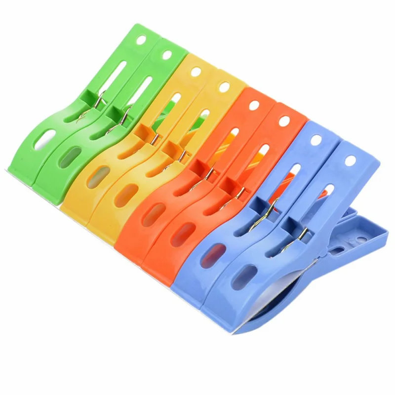 Large Hanger Clips Plastic Windproof Clothes Pins Spring Clamp Beach Towel Clothespins Quilt Clip 8Pcs/set windproof clips beach towel clips clothes pegs towel hanging clips