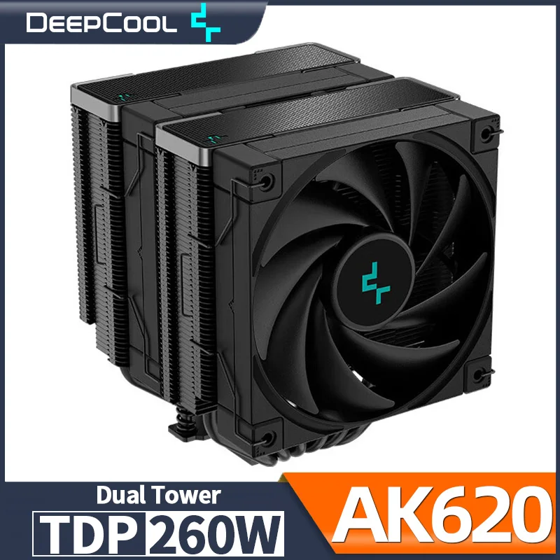 Deepcool Ak620 Twin Towers Cpu Air Cooler 6 Heatpipes White Dual Cooling Fans Radiatore Per Lga1700 2011-V3 115X 1200 Amd Am4 Am5