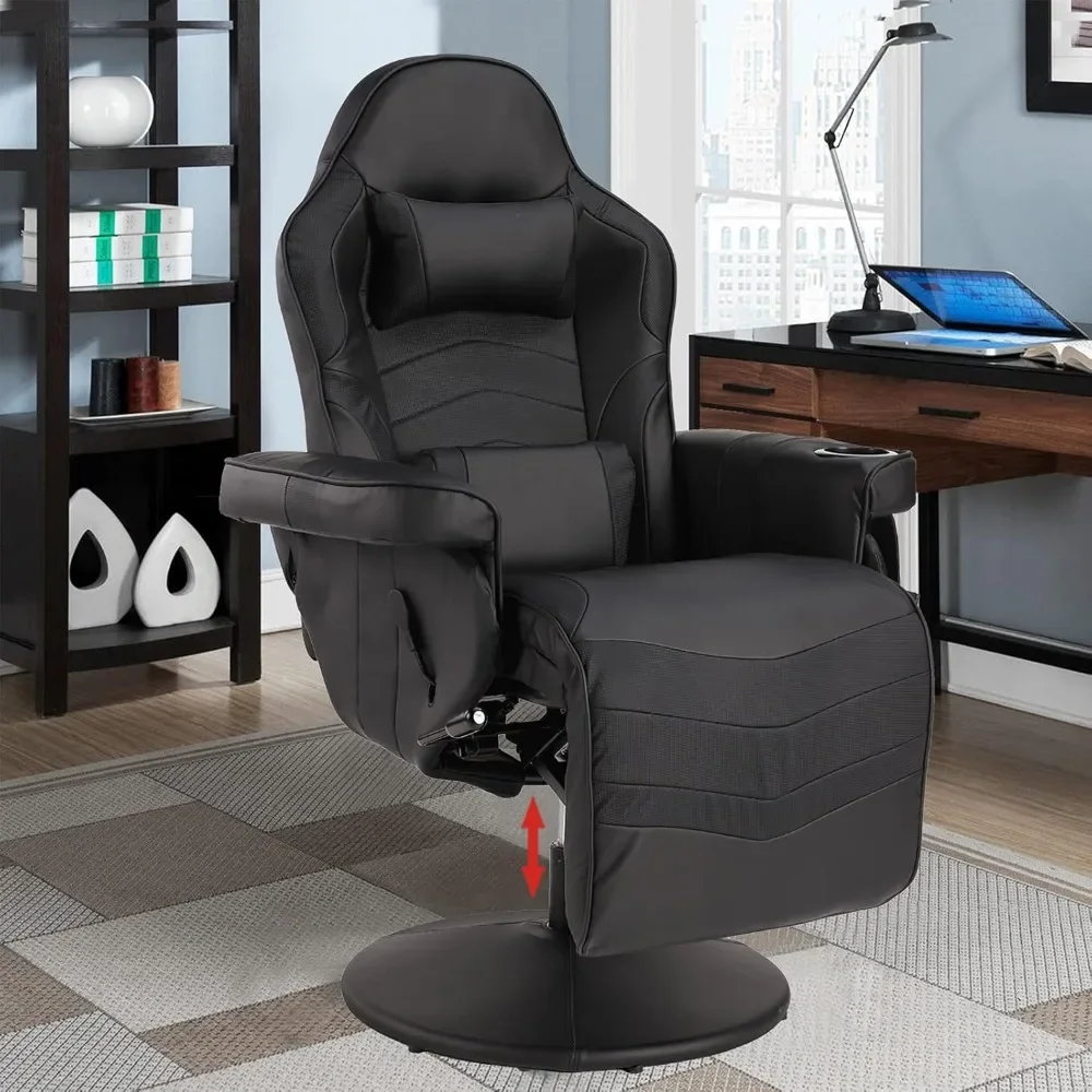 Massage Gaming Recliner Chair, Ergonomic Backrest & Seat Height Adjustment Swivel Recliner, PU Leather High Back Computer Chair 6