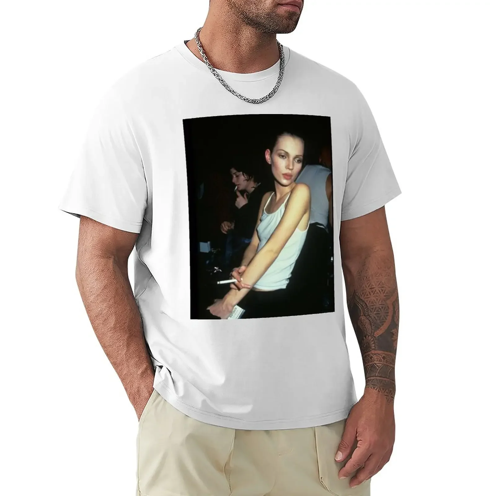 Kate Moss Estetica T-Shirt Ragazzi Bianchi Magliette Oversize Per Uomo Cotone