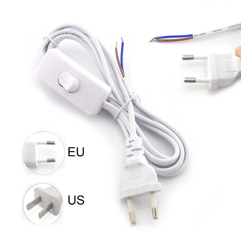Universal 1.8m Power Cord with On-Off Switch for LED Lighting - EU/US Plug