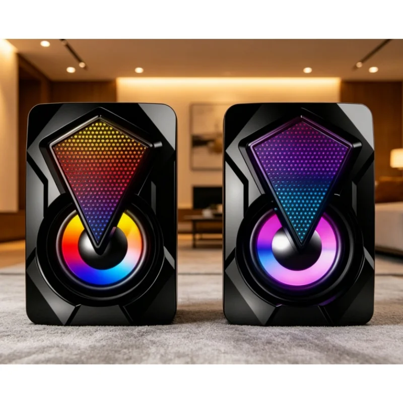 X2 미니 멀티미디어 데스크탑 컴퓨터 스피커 RGB 화려한 USB 유선 베이스 캐논 (가정용)