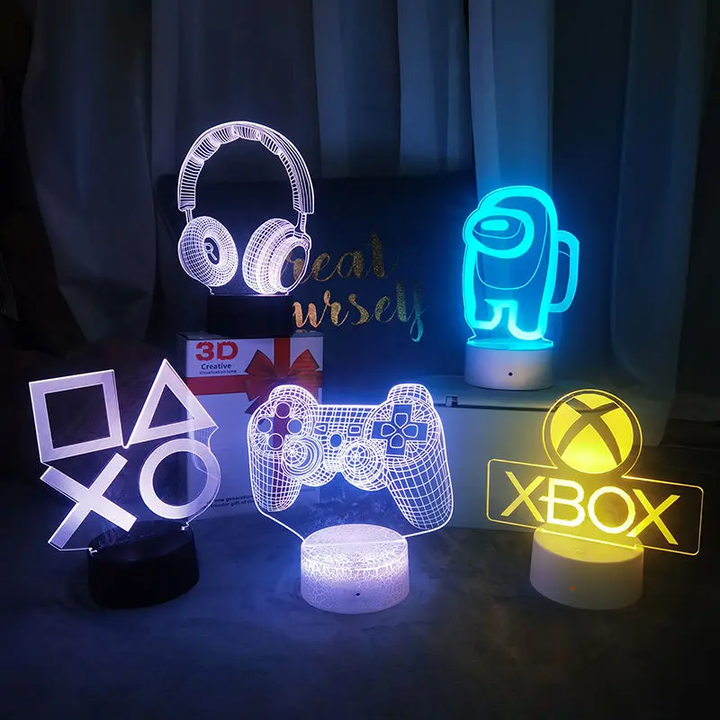 NightLights7ColorsUsbChargingNoveltiesMoodLightNewCreative3DVisualGameDecoration