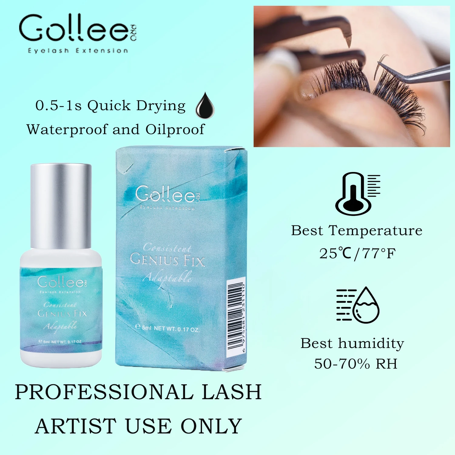 Eyelash Glue Gollee Sports Sweat-proof and Oil-proof 0.5-1s Eyelash Extension Glue Quick-drying Professional Eyelash Glue Cosmetic Tools