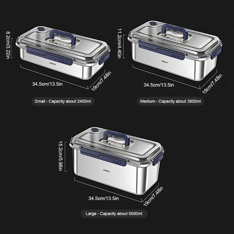 Food Storage Containers with Lids Airtight Food Grade 316 Stainless Steel Large Capacity Leakproof Kitchen Storage Container