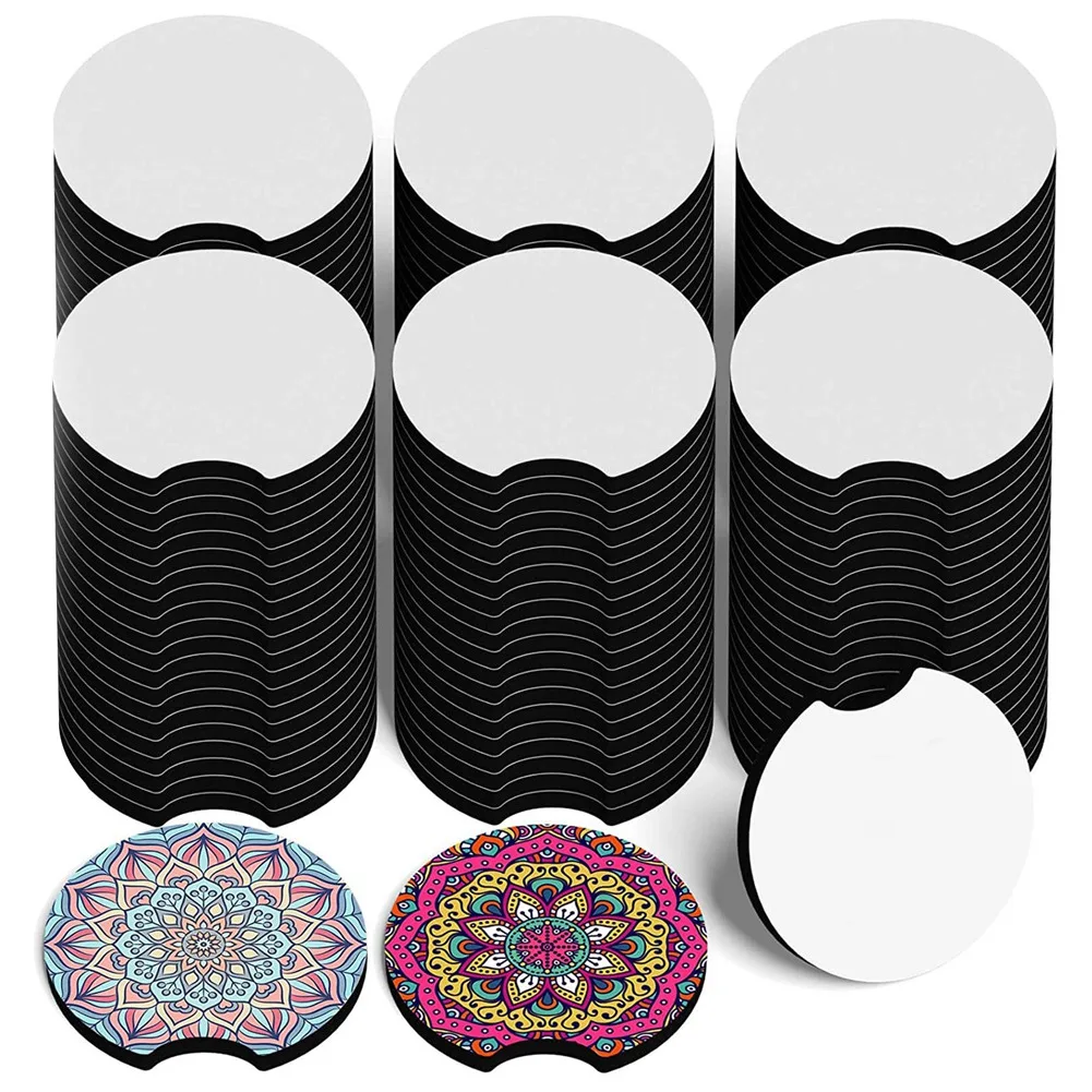 

120Pcs Sublimation Blanks Car Coasters 2.75 Inch 5mm Car Coasters Blanks for Thermal Sublimation DIY Crafts Cup Holders