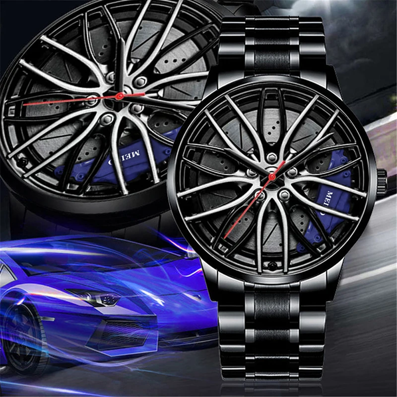 Fashion Mens Luxury Watches Sports Car Watches Sport Rim Hub Wheel Wristwatch Car Quartz Men's Watches Creative Watch 6