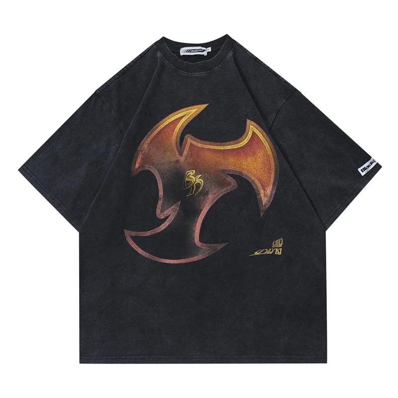 

Vintage Men Tshirt Streetwear Hip Hop Graphic Print Punk Gothic Washed T-Shirt Harajuku Fashion Casual Oversized Unisex Tops