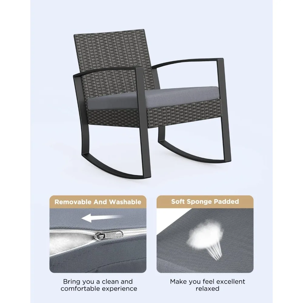 3-Piece Patio Rocking Bistro Set with Coffee Table 2