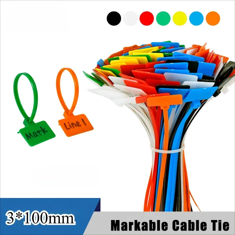 30/50pcs ป้ายไนลอน Self-locking CABLE Tie สี Mark ทิ้งหัวเข็มขัดพลาสติกกันน้ําสายลวด Mark CABLE Tie 1