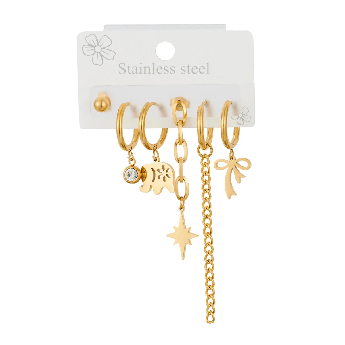 Chic Stylish 316L Stainless Steel 6 Pieces Set Animals Flowers Earring for Women Cute Exquisite Jewelry Gifts Wholesale 4