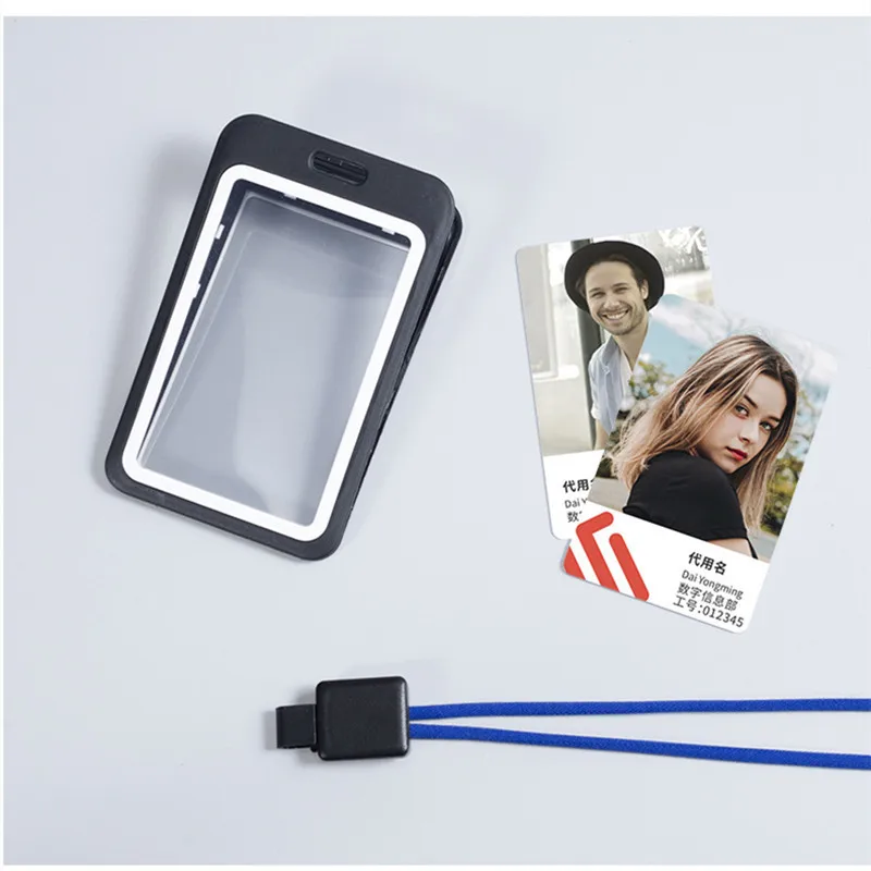 Badge Holder Reel Holder Hard Plastic ID Accessories with Lanyard Transparent Identification Card Portable Cardholder