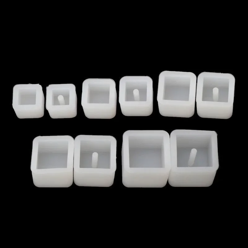 10개/세트 크리에이티브 DIY 수제 목걸이 펜던트 몰드 사각 비즈 실리콘 레진 쥬얼리 펜던트 제작 주조 몰드 도매