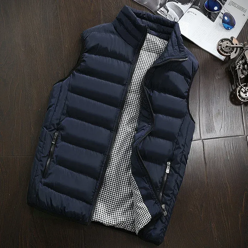 New Autumn Casual Sleeveless Vest Men Jacket Fashion Warm Windproof Cotton Coat Male Winter High Quality Clothing Men Waistcoat
