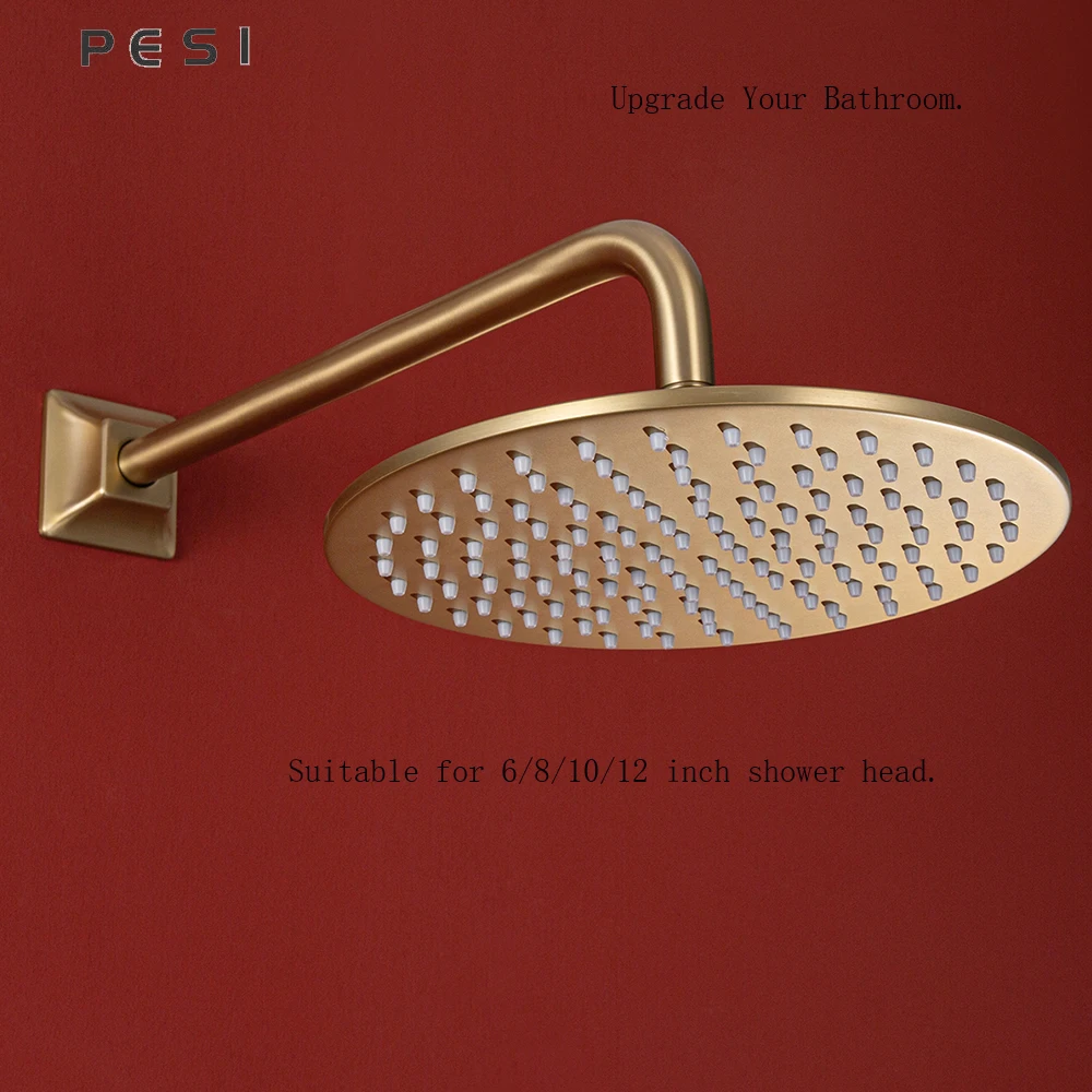 Wall Mounted Shower Arm Extension Pipe 1 6 Inch Shower Head Stainless Steel Bathroom Accessories Brushed Gold