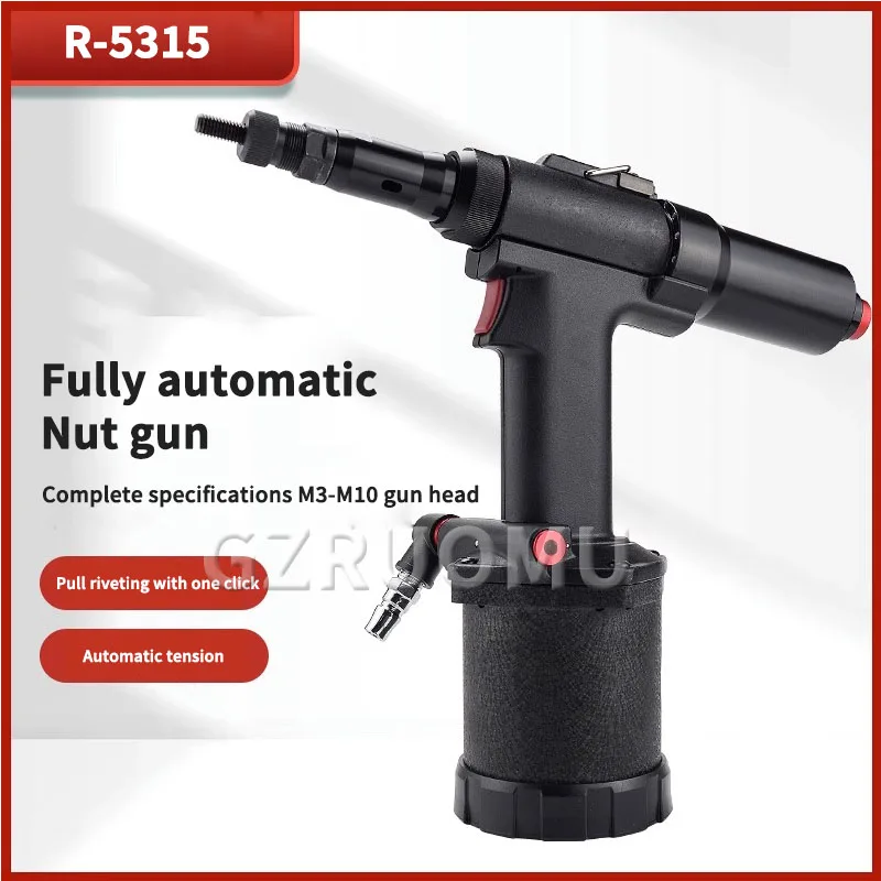 

Pneumatic Rivet Nut Guns Fully Automatic Pull Nail Cap Gun M3/4/5/6/8/10/12 Handheld Industrial Self-Priming Nuts Riveting Tool