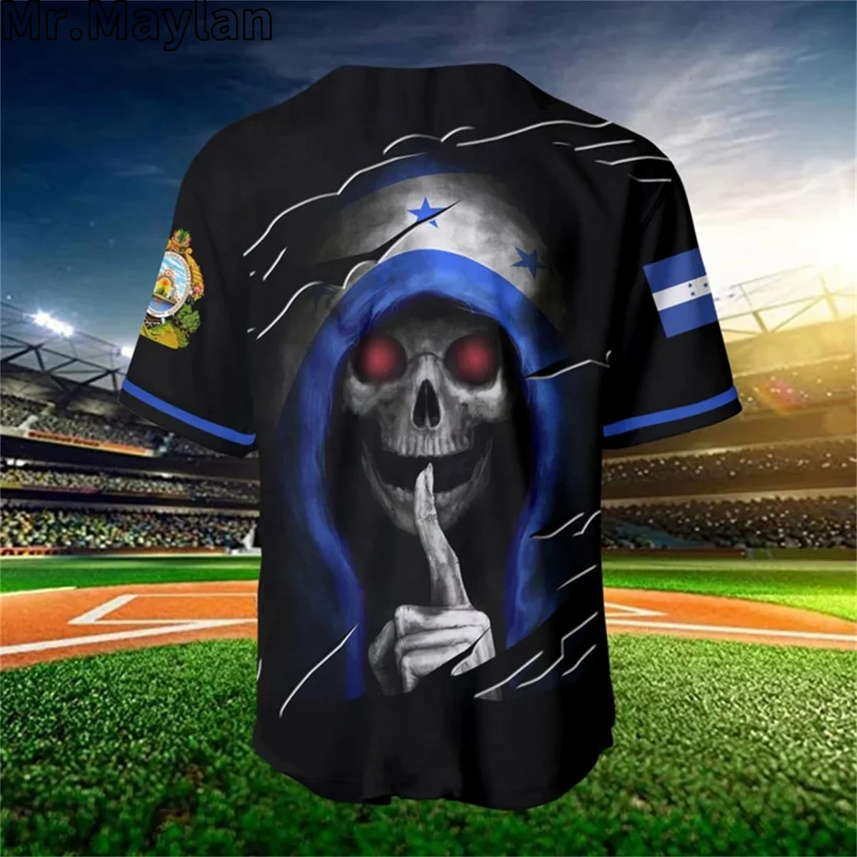 Nome personalizzato Honduras Love Country Flag 3D stampato maglia da Baseball nera camicia estiva top da uomo Tee Streetwear oversize KJ-312
